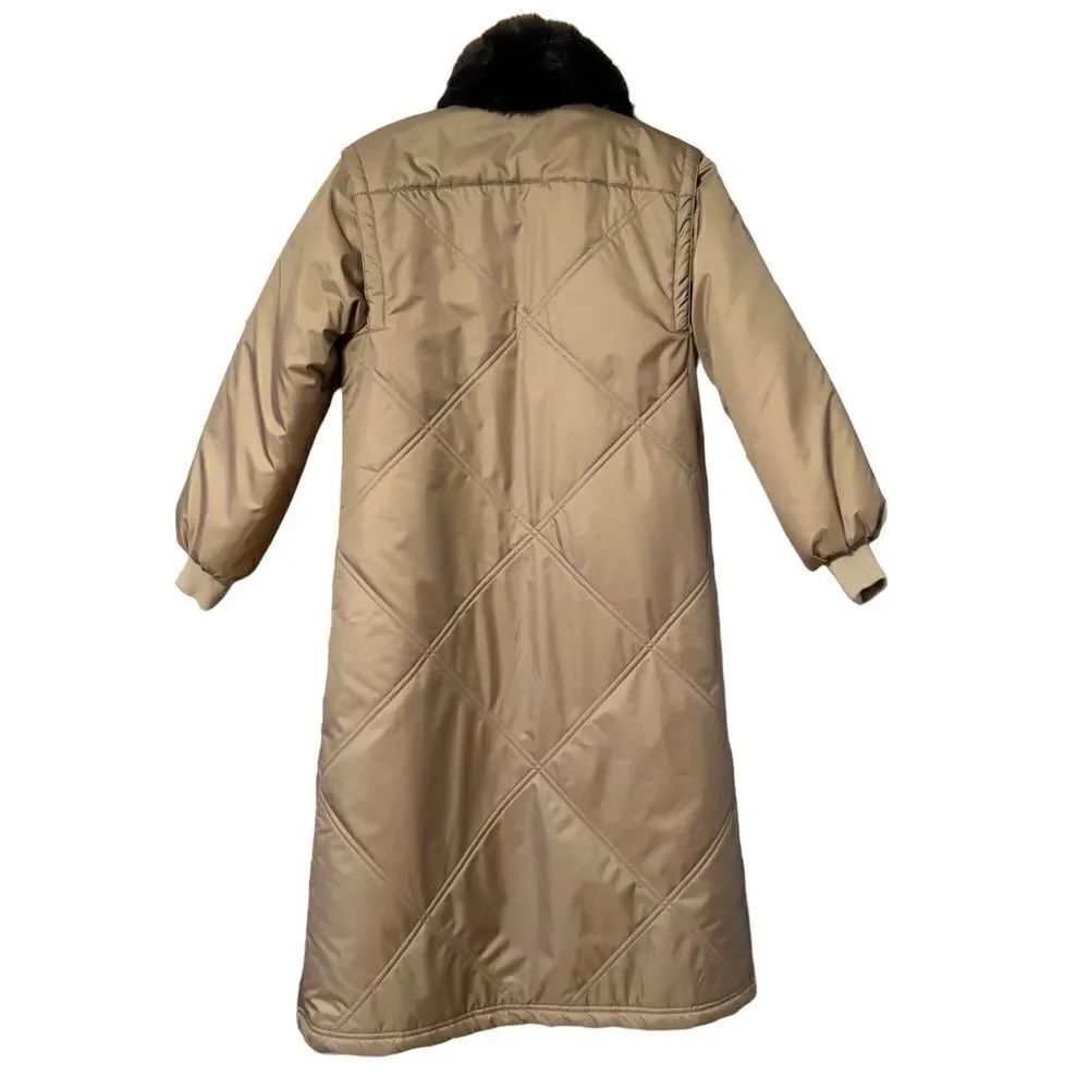 Bogner Reversible Faux Fur Quilted Trench Coat Sz 6 - Picture 2 of 15